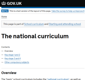 UK National curriculum site